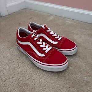 Red old skool vans size 7.5 in women's